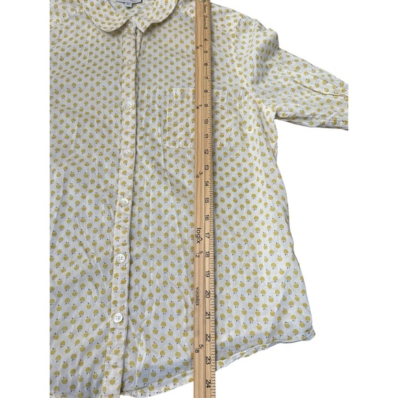 Halogen Golden Yellow Apples‎ Academia Fall Teacher Button Down Top Petite Large - Picture 3 of 9